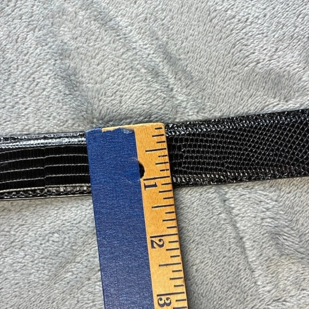 JW Cooper Mens Black Genuine Lizard‎ Skin Western Belt Silver Buckle Size 42 USA